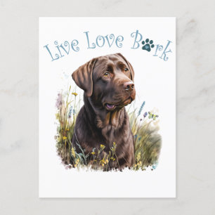Chocolate Lab Dog Mum Floral Postcard