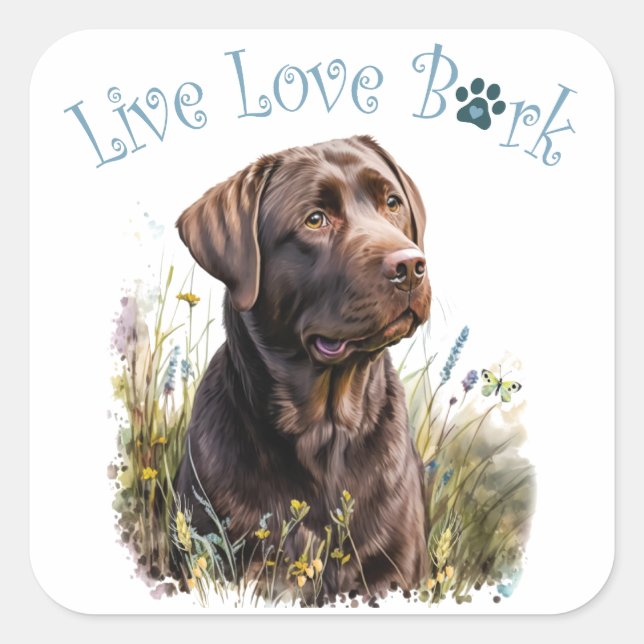 Chocolate Lab Dog Mum Floral Square Sticker (Front)