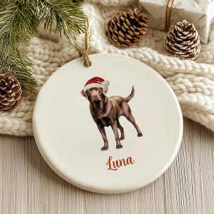 Chocolate Lab Dog Personalised Christmas Ceramic Tree Decoration