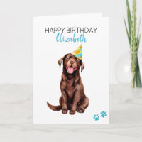Chocolate Lab Dog Personalised Happy Birthday 