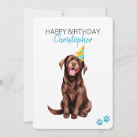 Chocolate Lab Dog Personalised Happy Birthday Flat