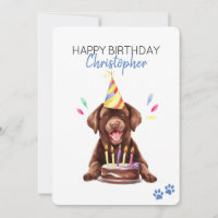 Chocolate Lab Dog Personalised Happy Birthday Flat