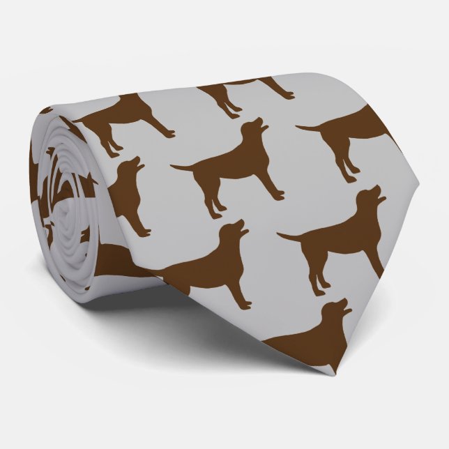 Chocolate Lab Dog Silhouette Tie (Rolled)