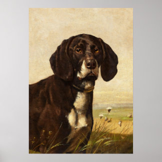 Chocolate Lab Dog, Vintage Poster