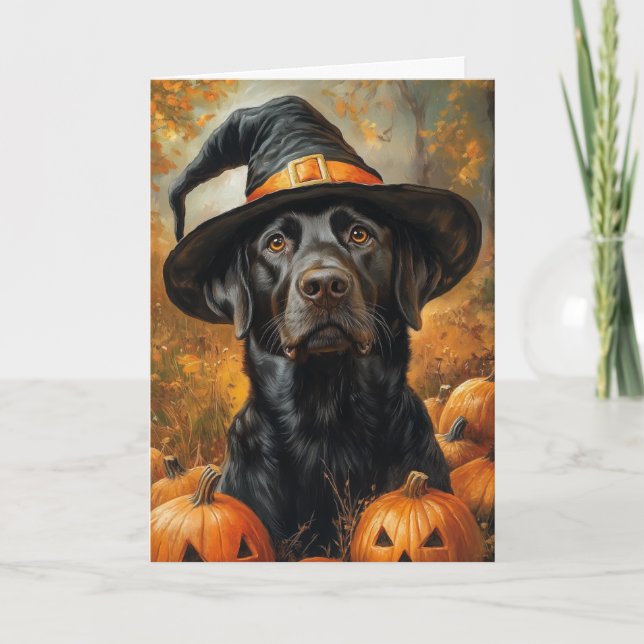 Chocolate Lab Halloween Holiday Card (Front)