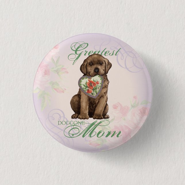 Chocolate Lab Heart Mum 3 Cm Round Badge (Front)