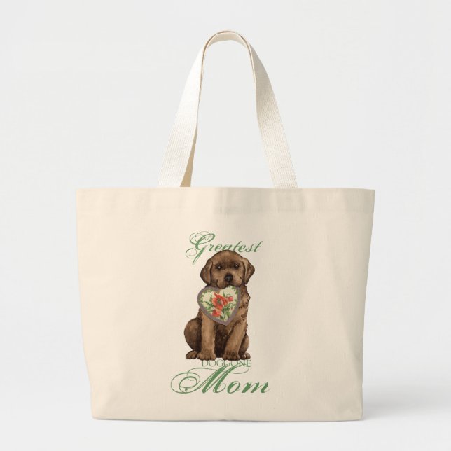 Chocolate Lab Heart Mum Large Tote Bag (Front)