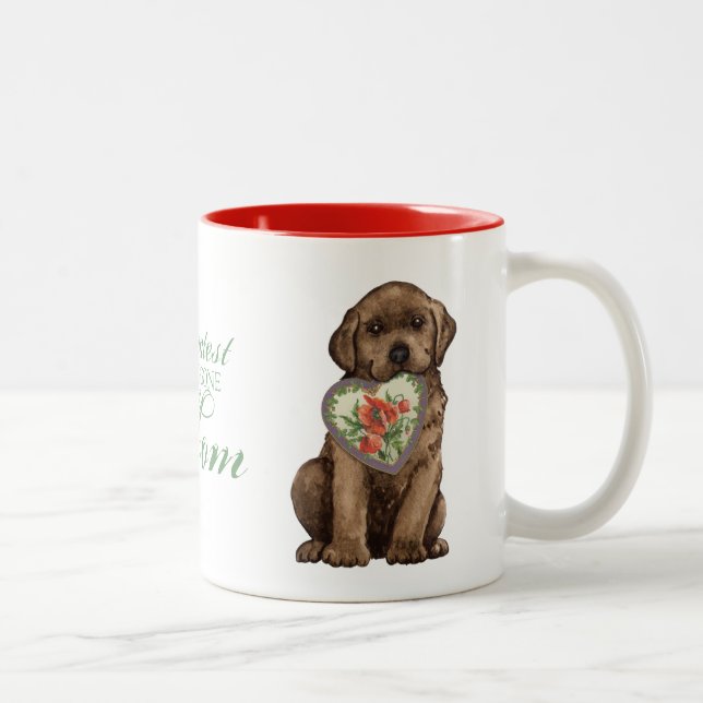 Chocolate Lab Heart Mum Two-Tone Coffee Mug (Right)