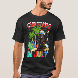Chocolate Lab In Santa Hat Sunglasses Christmas In T-Shirt