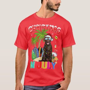 Chocolate Lab in Santa Hat Sunglasses Christmas In T-Shirt