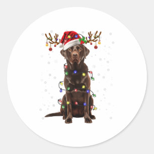 Chocolate Lab Labrador Christmas Tree Light Pajama Classic Round Sticker