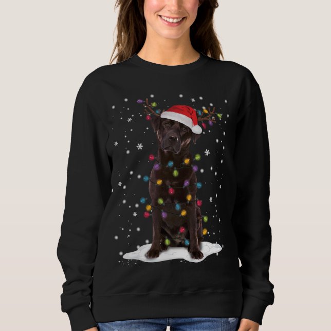 Chocolate Lab Labrador Christmas Tree Light Pajama Sweatshirt (Front)