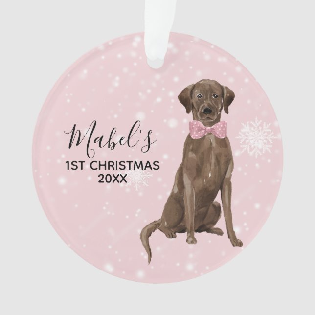 Chocolate Lab Labrador Retriever Holiday Christmas Ornament (Front)