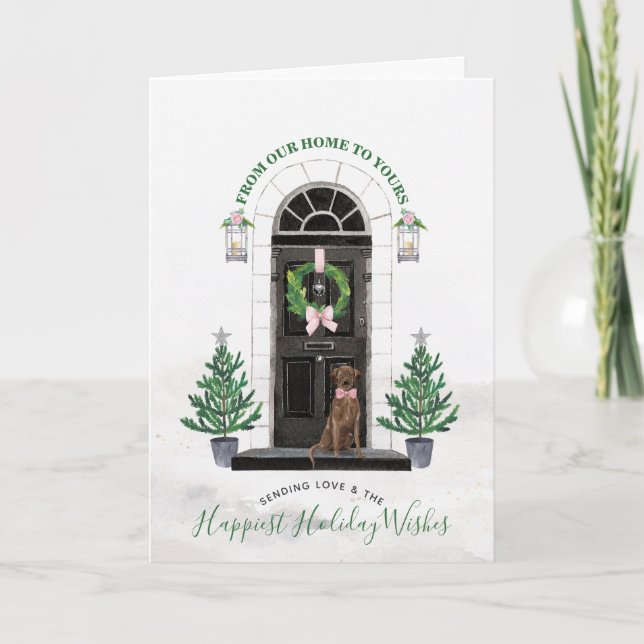 Chocolate Lab Labrador Retriever Holiday Greeting Card (Front)