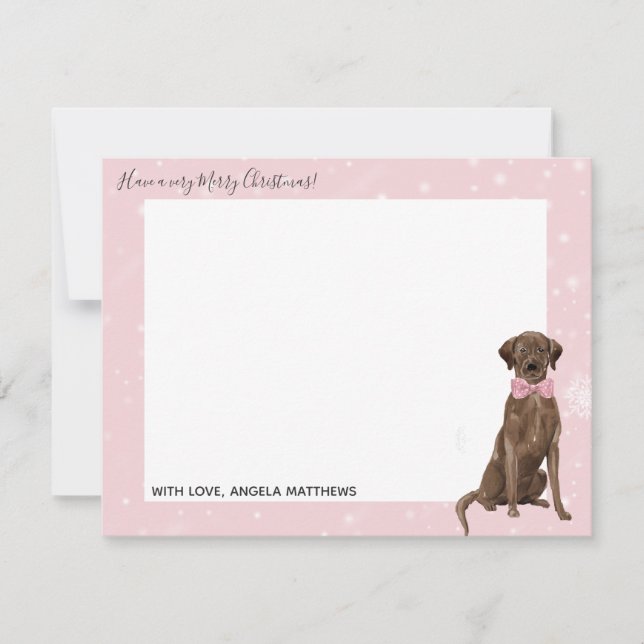 Chocolate Lab Labrador Retriever Holiday Note Card (Front)