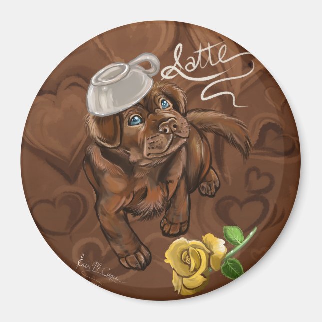 Chocolate Lab Latte Magnet (Front)