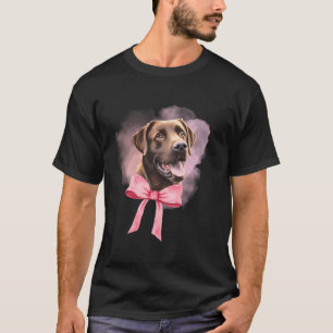 Chocolate Lab Lover Gift Coquette Pink Bow Dog Fur T-Shirt