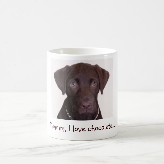 Chocolate Lab , Mmmm, I love chocolate... Coffee Mug (Center)