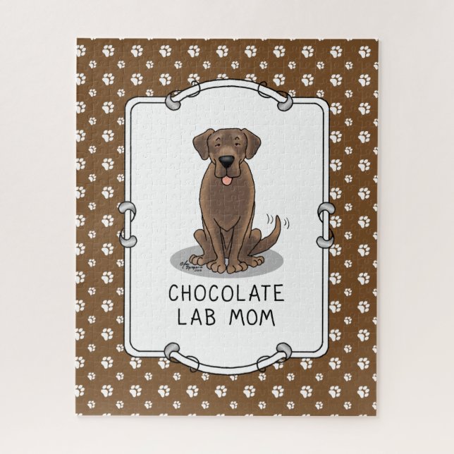 Chocolate Lab Mom (Labrador Retriever Mom) Cute Jigsaw Puzzle (Vertical)