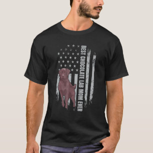 Chocolate Lab Mum American Flag Brown Labrador Ret T-Shirt