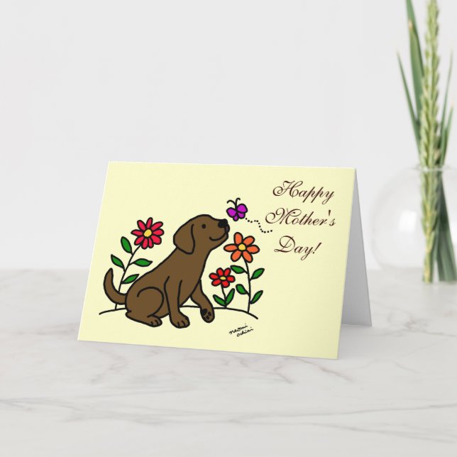 Chocolate Lab Mum & Green Card (Front)