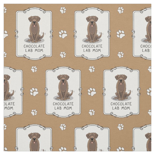Chocolate Lab Mum (Labrador Retriever Mum) Cute Fabric (Swatch)