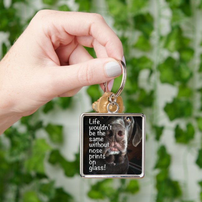 Chocolate Lab Nose Close Up Photograph Key Ring (Hand)