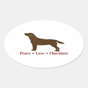 Chocolate Lab Peace Love Chocolate Oval Sticker