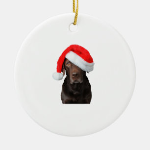 Chocolate Lab Picture Santa Hat Cute Dog Christmas Ceramic Tree Decoration