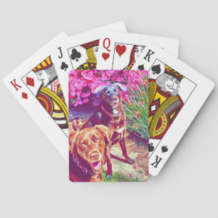 chocolate lab playing cards