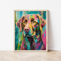 Chocolate Lab Portrait Colourful Abstract Art