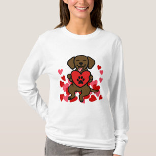 Chocolate Lab Puppy Paw Print Heart T-Shirt