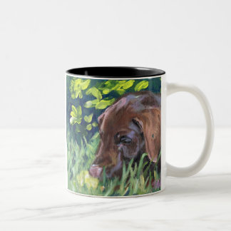 Chocolate Lab Puppy Two-Tone Coffee Mug