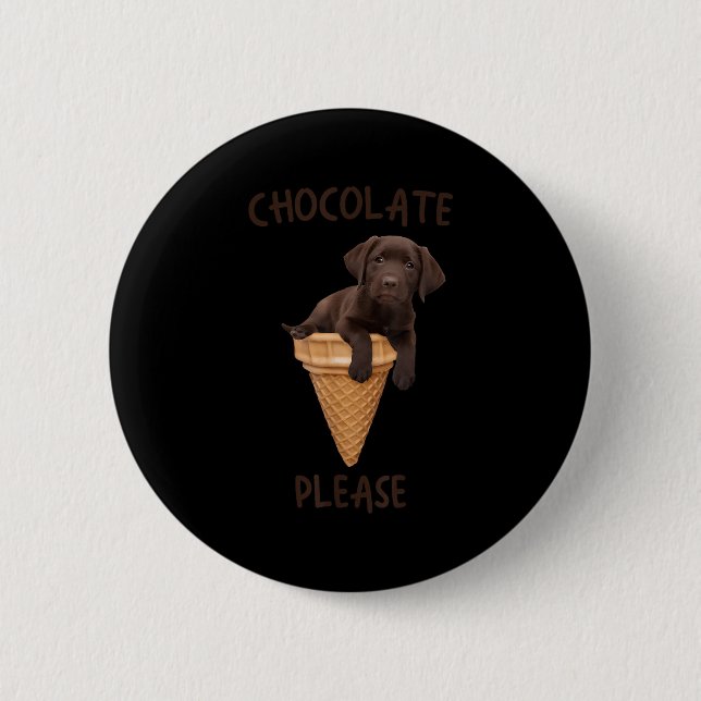 Chocolate Lab Waffle Cone Ice Cream Cute Labrador  6 Cm Round Badge (Front)