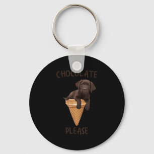 Chocolate Lab Waffle Cone Ice Cream Cute Labrador  Key Ring