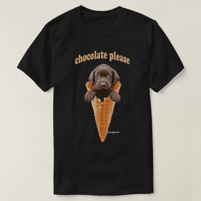 Chocolate Lab Waffle Cone Ice Cream Cute Puppy  T-Shirt (Design Front)