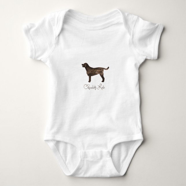 Chocolate Lab Watercolor Design Baby Bodysuit (Front)