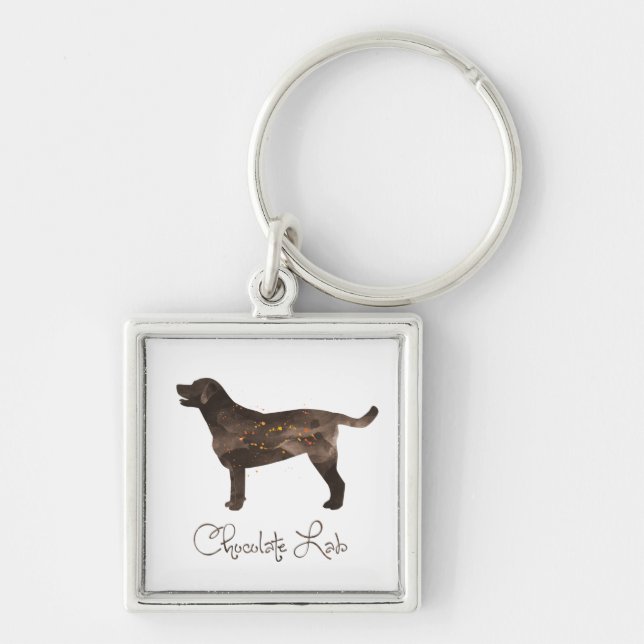 Chocolate Lab Watercolor Design Key Ring (Front)