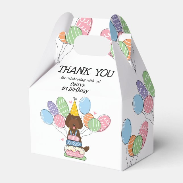 Chocolate Labradoodle Birthday Thank You Favour Bo Favour Box (Front Side)