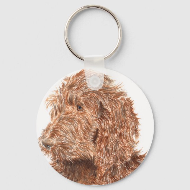Chocolate Labradoodle Key Ring (Front)