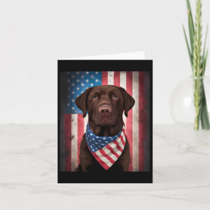 Chocolate Labrador American Flag 4th Of July Dog  Card