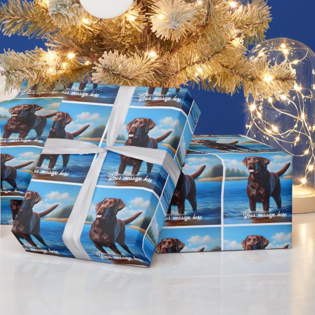 Chocolate Labrador and Lake Wrapping Paper (Holidays)