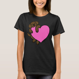Chocolate Labrador And Pink Heart T-Shirt