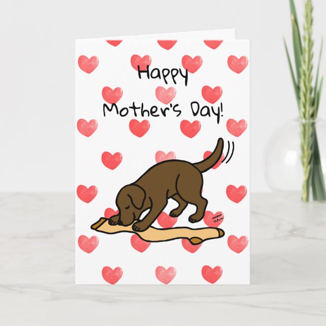 Chocolate Labrador and Stocking Mother's Day Card (Front)