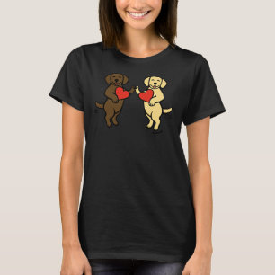 Chocolate Labrador And Yellow Labrador Valentine T-Shirt