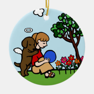 Chocolate Labrador Angel and Mum Smiling Ceramic Tree Decoration