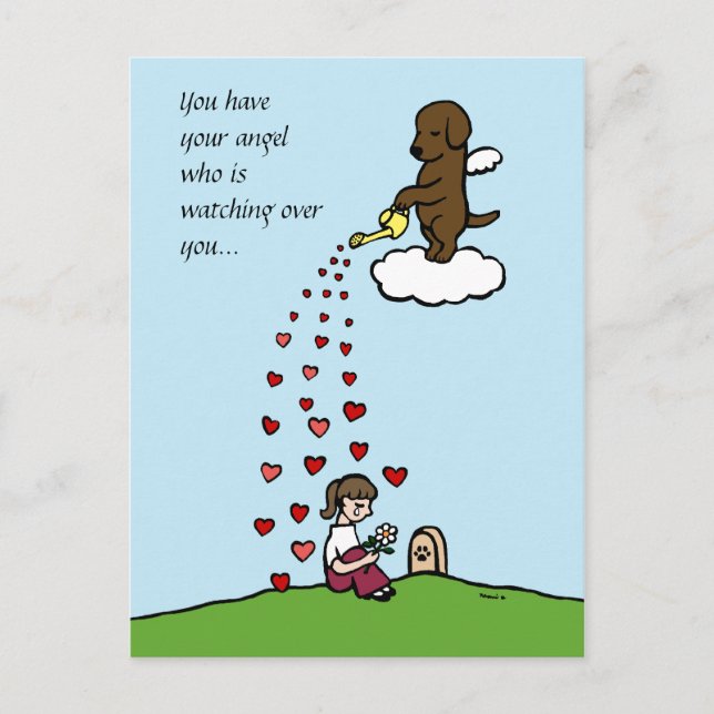 Chocolate Labrador Angel with Love Postcard (Front)