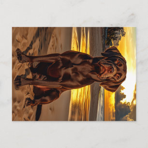 Chocolate Labrador at Sunset Postcard