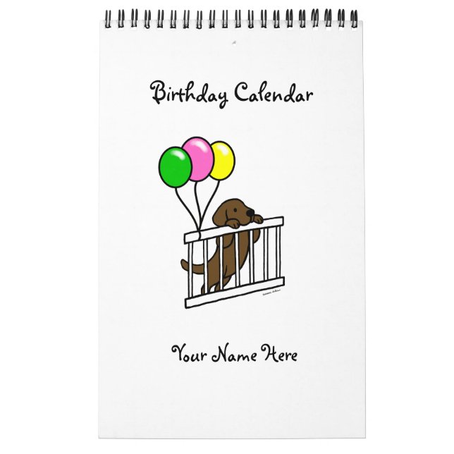 Chocolate Labrador Cartoon Birthday Calendar (Cover)