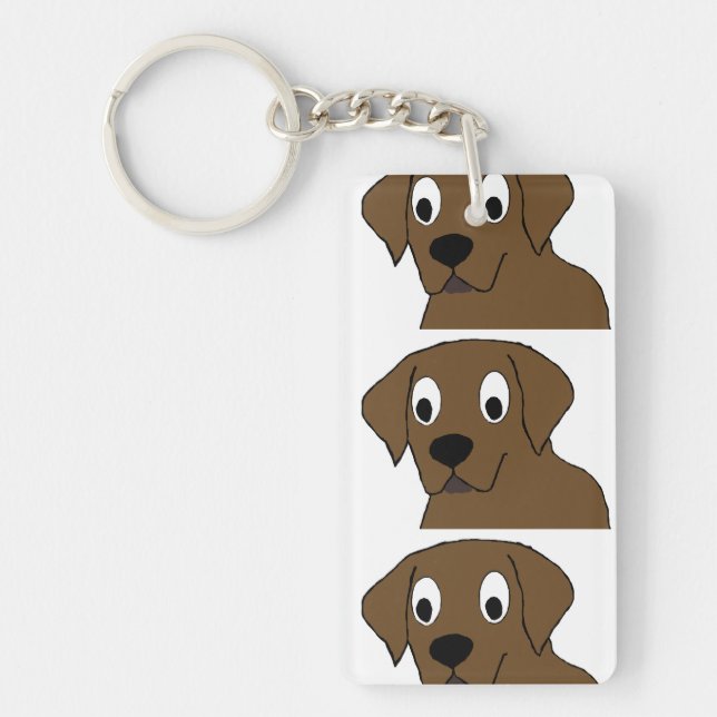 chocolate labrador cartoon key ring (Front)